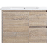 Royce 750RA1 Wall Hung Vanity 460mm  – Timber Look Melamine Finish with Soft Close Drawers