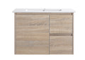 Royce 750RA1 Wall Hung Vanity 460mm  – Timber Look Melamine Finish with Soft Close Drawers
