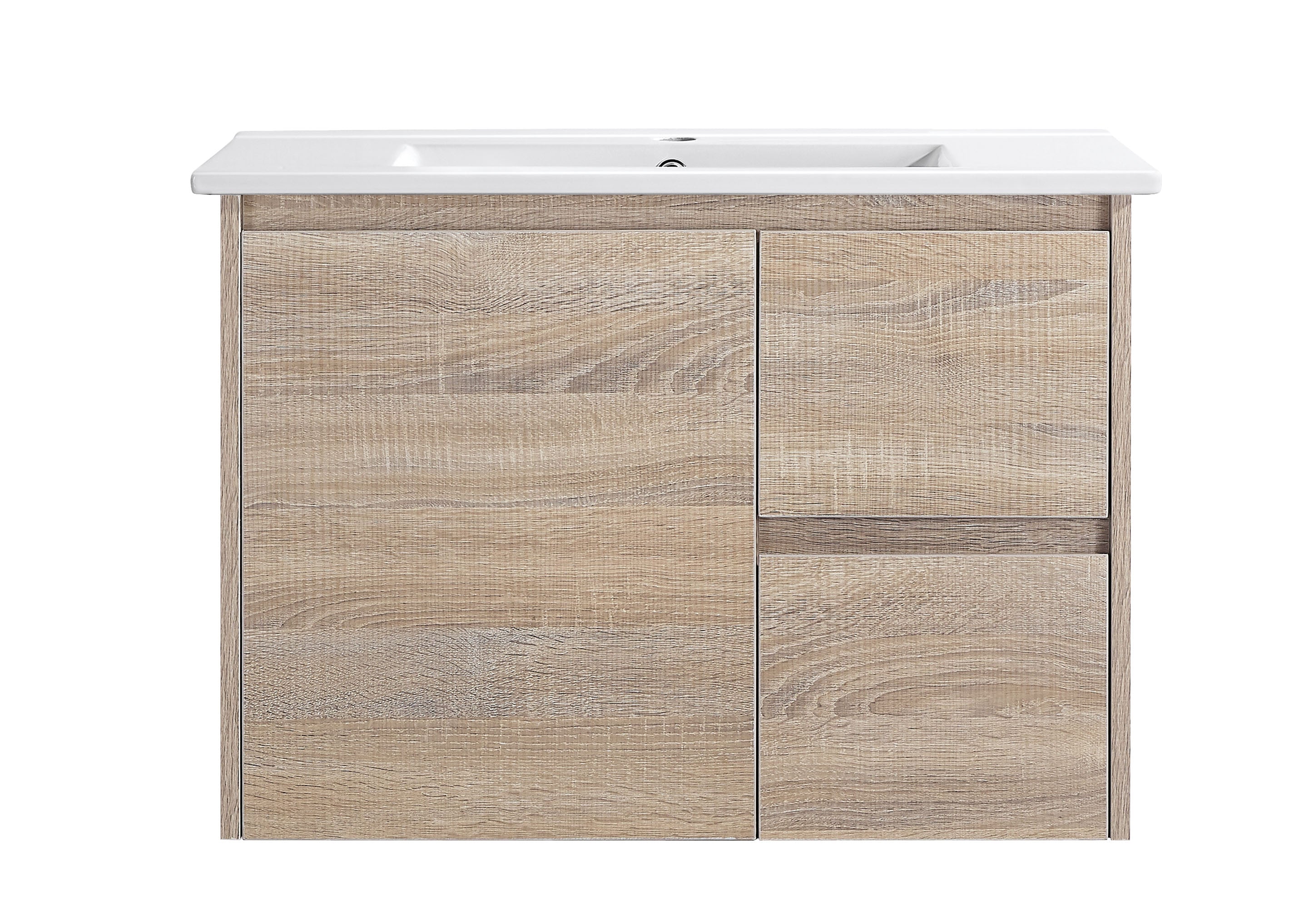 Royce 750RA1 Wall Hung Vanity 460mm  – Timber Look Melamine Finish with Soft Close Drawers