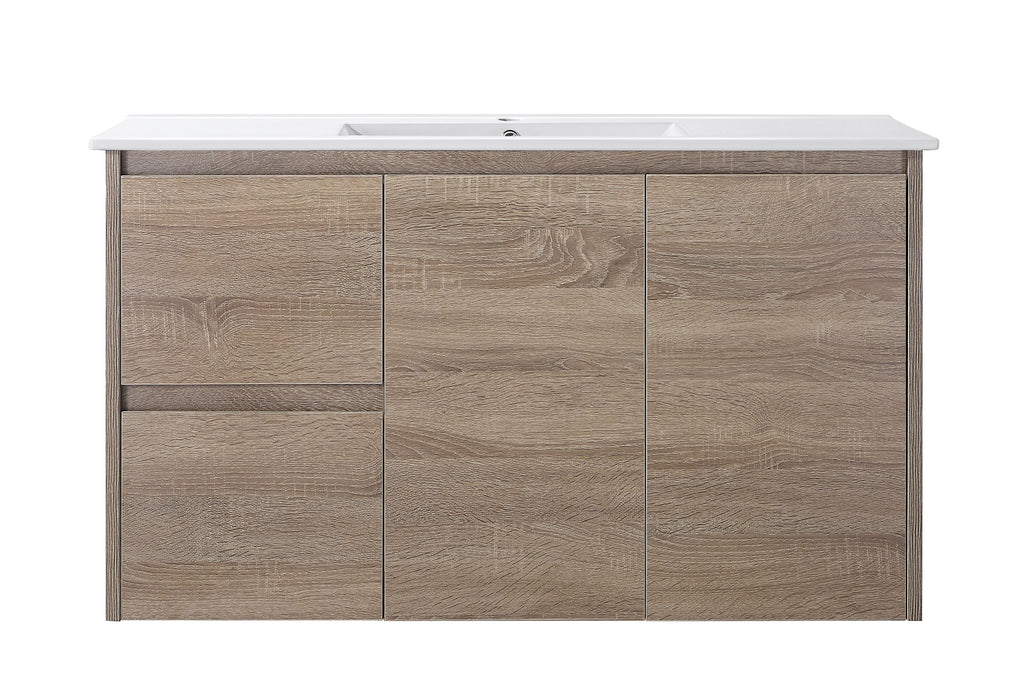 Royce 900LA1 Wall Hung Vanity 460mm  – Timber Look Melamine Finish with Soft Close Drawers