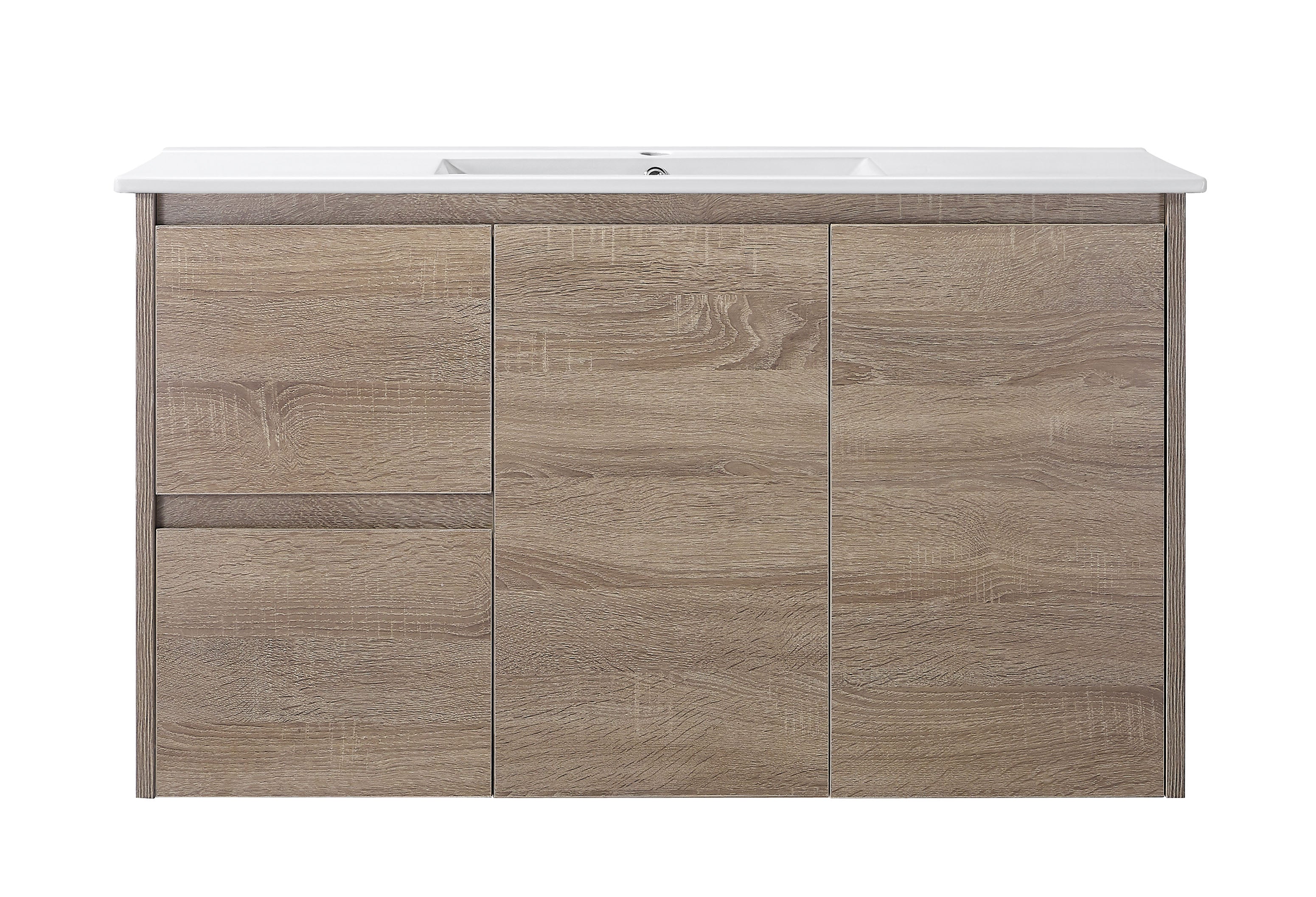 Royce 900LA1 Wall Hung Vanity 460mm  – Timber Look Melamine Finish with Soft Close Drawers