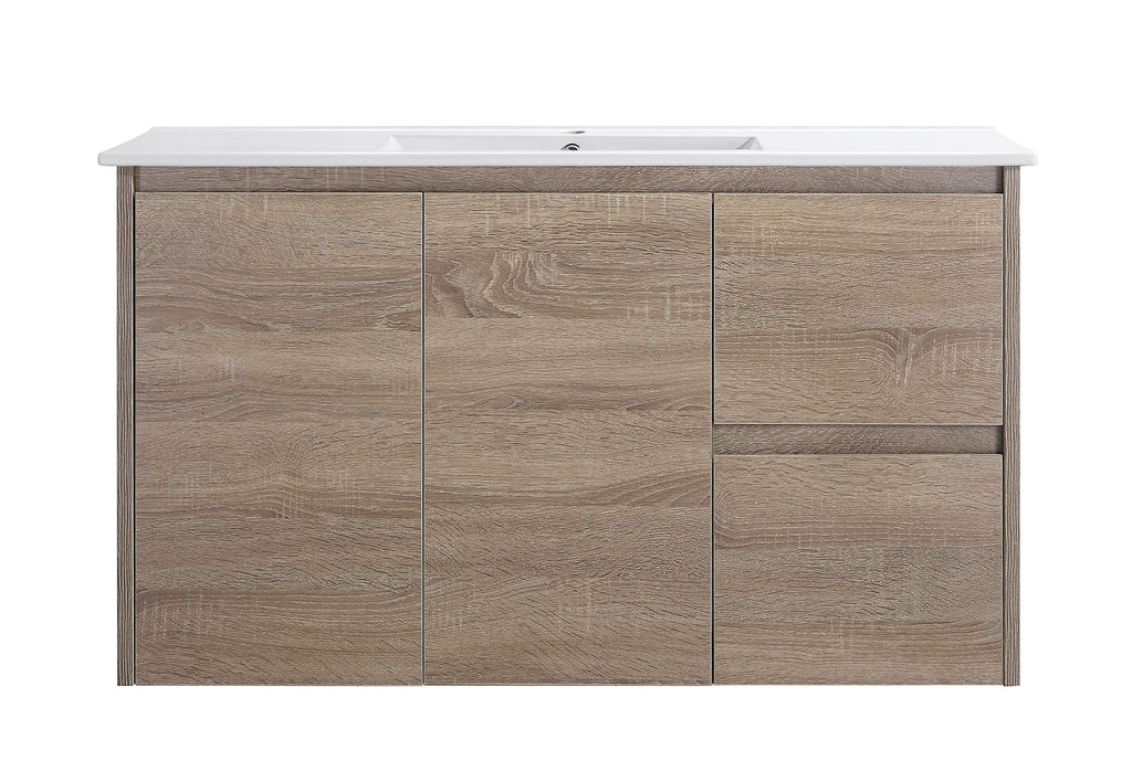 Royce 900RA1 Wall Hung Vanity 460mm  – Timber Look Melamine Finish with Soft Close Drawers