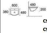 Semi-Recessed Vanity Top – Ceramic Slimline Basin with Mini Thick Edge 600mmx480mmx200mm