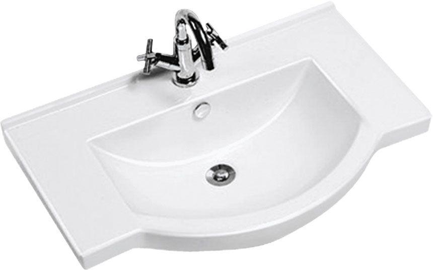 Semi-Recessed Vanity Top – Ceramic Slimline Basin with Mini Thick Edge750mmx480mmx200mm