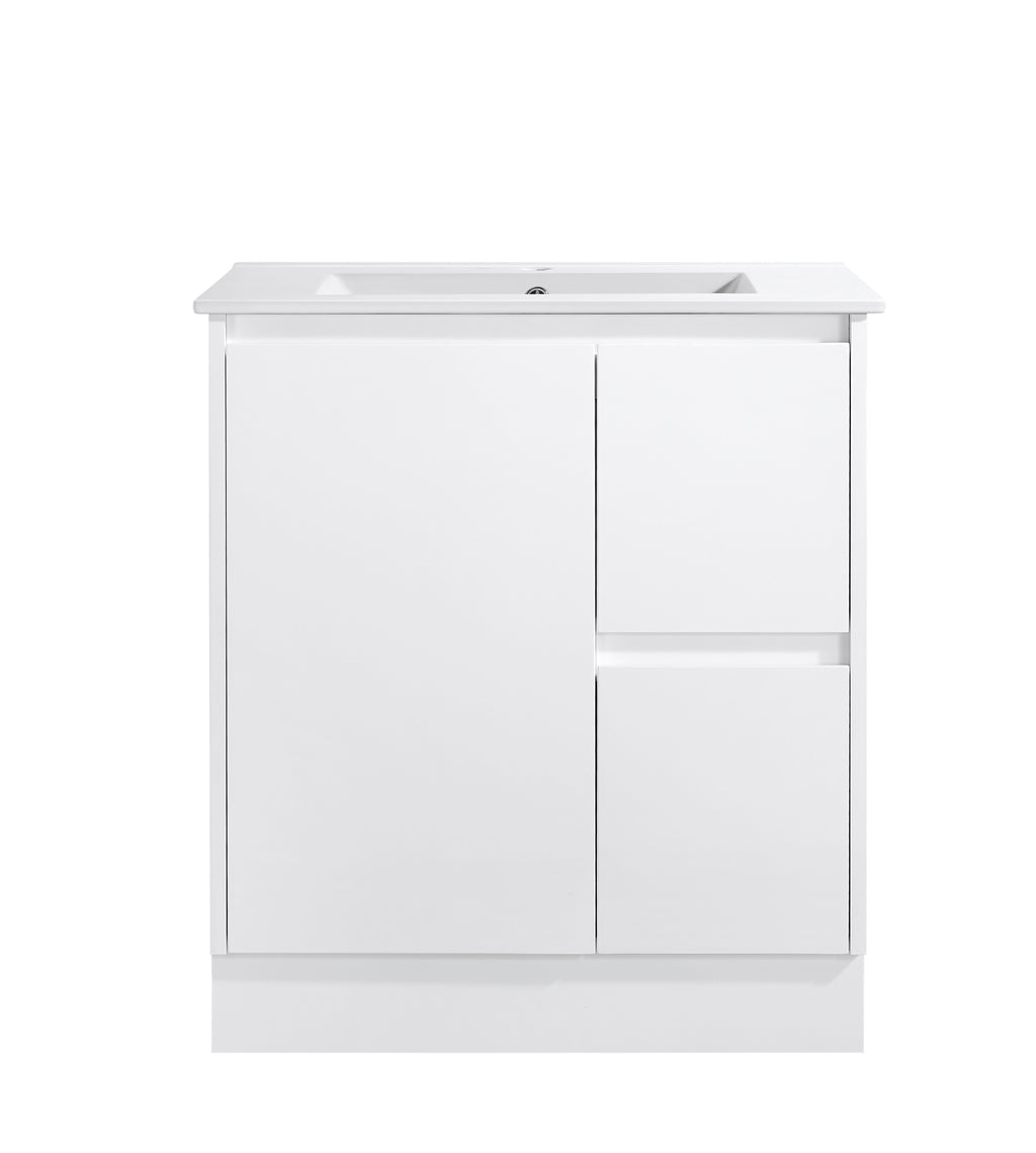 Sierra 750W Freestanding Vanity with Drawers White Right Hand Draw