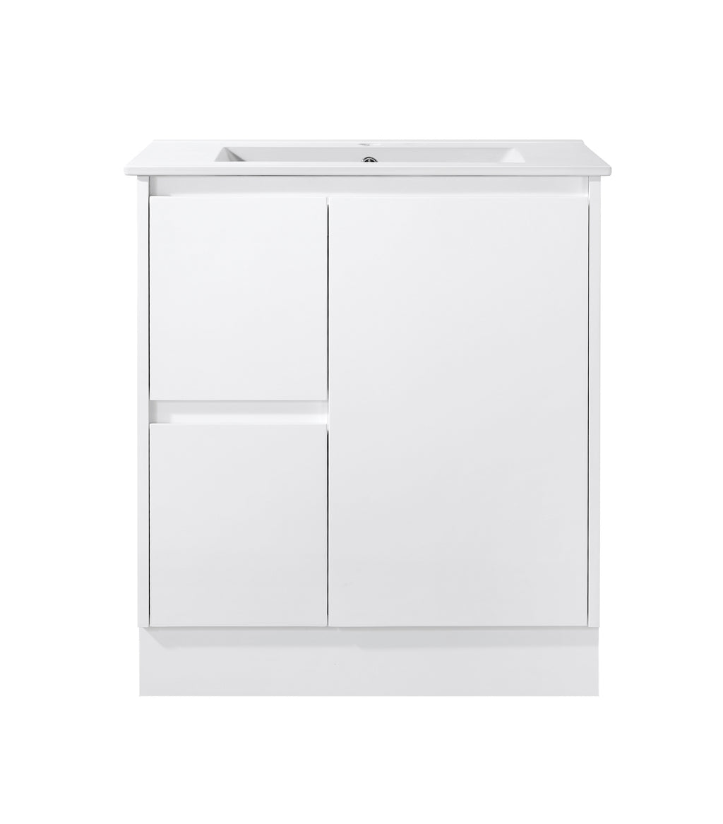 Sierra 750WL Freestanding Vanity with Drawers White Left Hand Draw
