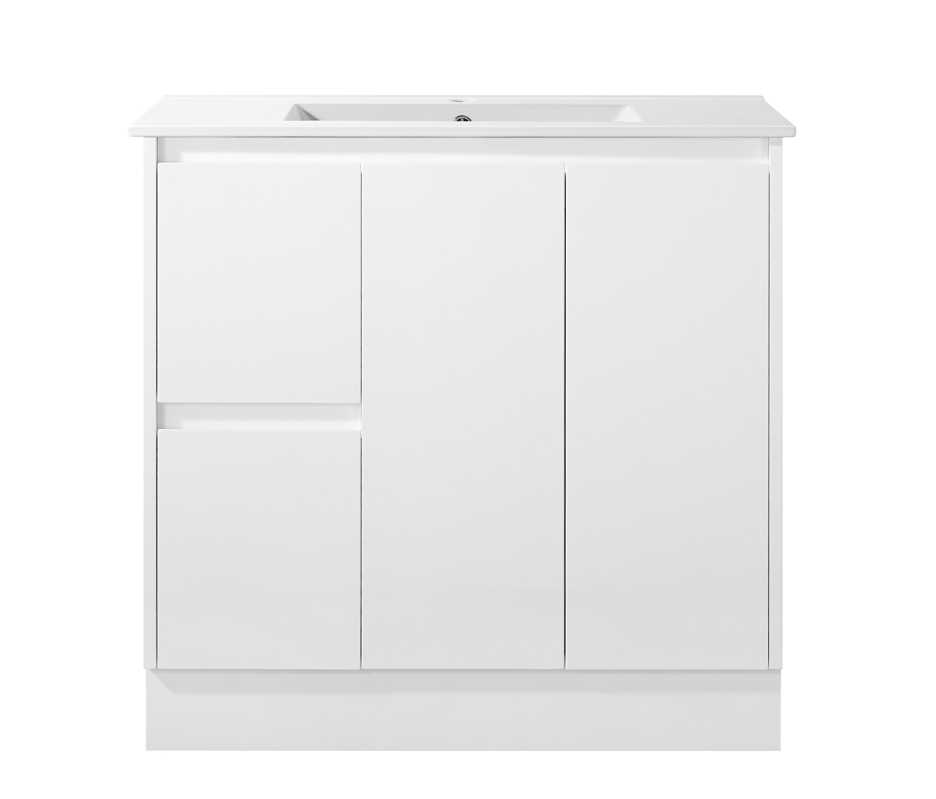 Sierra 900mm Freestanding Vanity with Drawers White Left Hand Draw