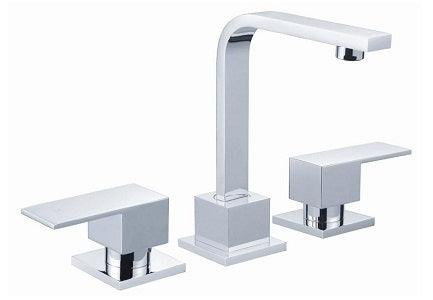 TPS-201 Square Handle Basin Set – Modern Three-Piece Tapware with Chrome Finish and WELS 5 Star Rating
