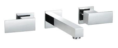 Square Handle Bath Set (TPS-204) – Modern wall-mounted bath faucet with square handles and polished chrome finish.