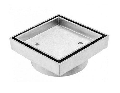 GD329 Square Smart Tile Drain – 75mm outlet stainless steel tile drain for modern bathroom floors.
