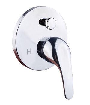 TK74D Solid Handle Wall Mixer with Diverter – Chrome wall mixer with a 40mm cartridge, featuring a built-in diverter and Ø 160mm cover plate, designed for modern bathrooms.