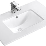 750mm Single Bowl Vanity Top – Gloss White Ceramic Basin with Tap Hole