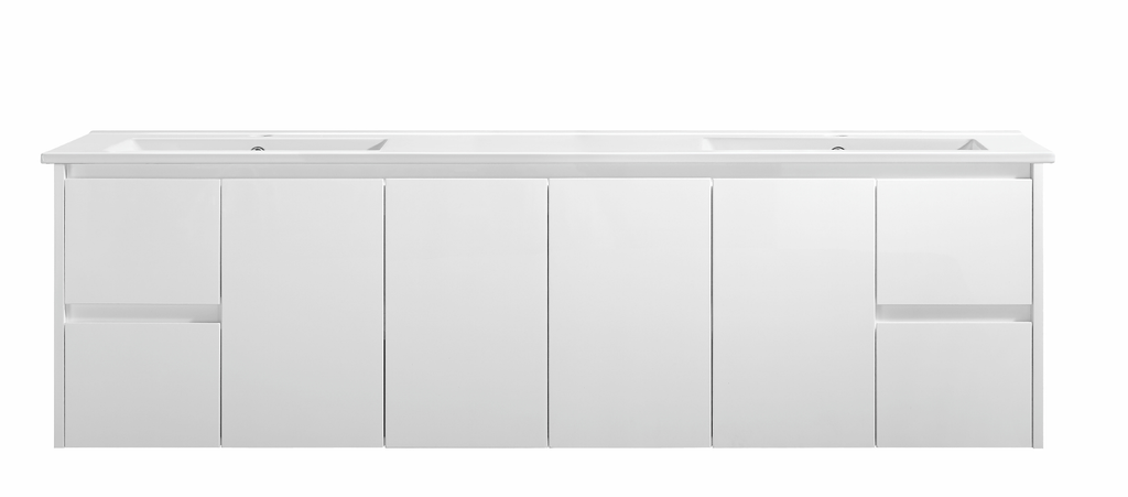 Willow 1800W Vanity  Wall Hung 460mm Vanity – Gloss or Matt 2-Pack Finish with Soft Close Drawers